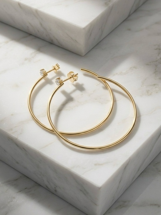 Jewelry - S925 Minimalist Moissanite Large Hoop Earrings